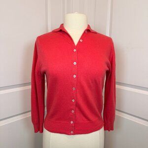 Vintage 50s Fully Fashioned by "De Leux" - Red Cashmere Cardigan Classic Preppy